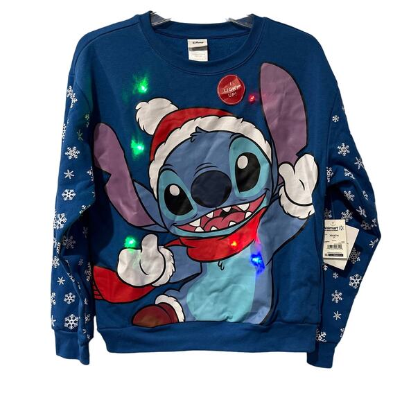 Stitch Christmas Sweatshirt Light Up XS - Picture 1 of 4